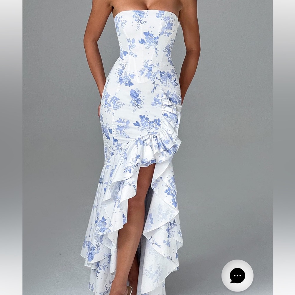 ANGELINA MAXI DRESS - BLUE FLORAL PRINT